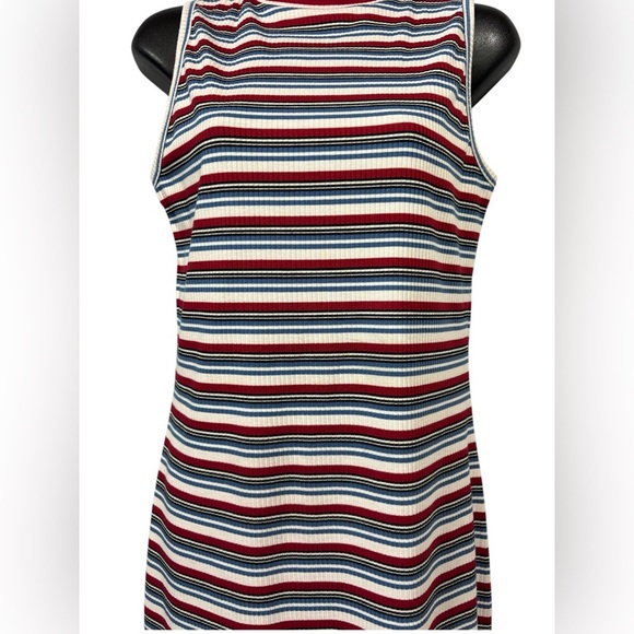 Twik by Simons, Striped Sleeveless Dress - Red, Blue, Black, Large - Picture 5 of 9